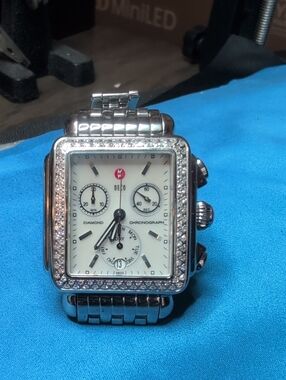 Michele deco Stainless Steel Case And .60CT Diamond Accents Bracelet Watch